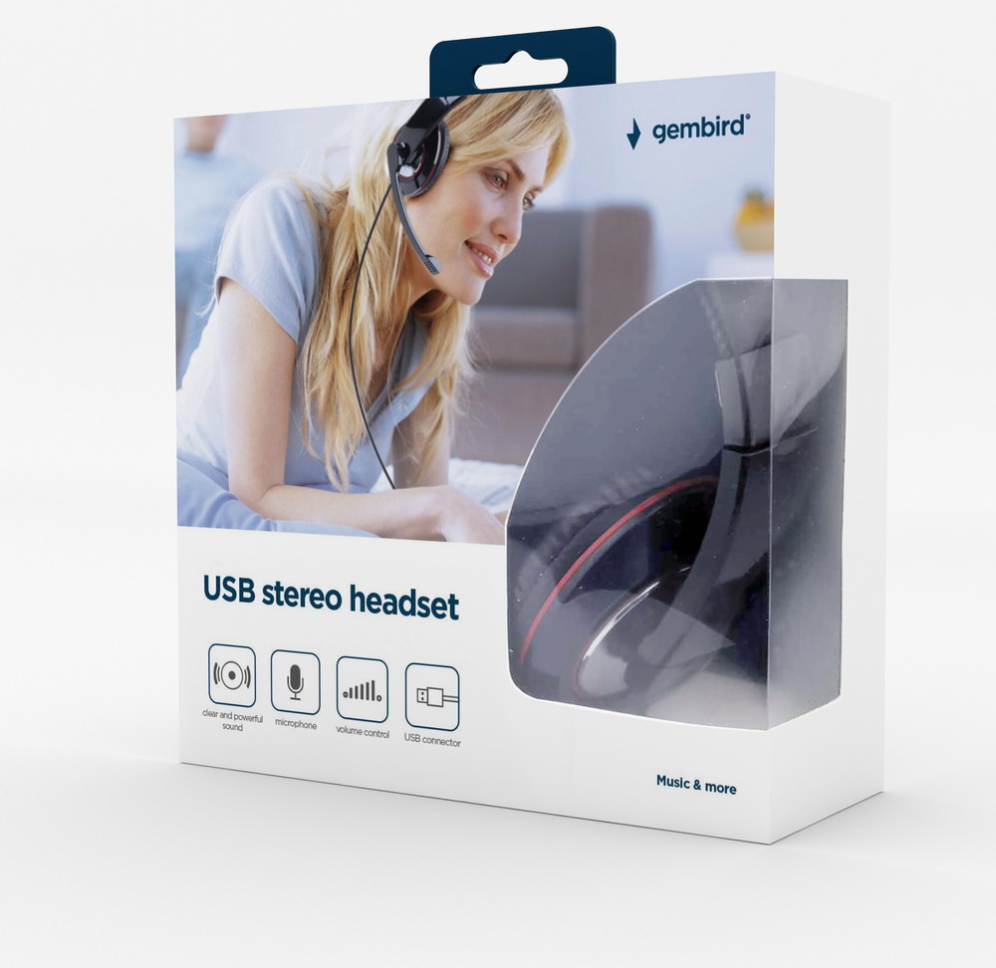 Gembird MHS-U-001 auricular y casco Auriculares Alámbrico Diadema Llamadas/Música Negro