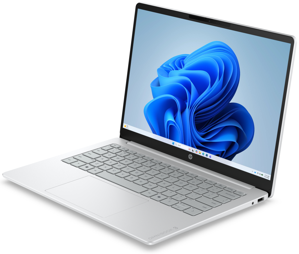 HP OmniBook 3 Laptop AI 14-ht0015nsx Intel Core Ultra 5 225U Portátil 35,6 cm (14") 2K 8 GB DDR5-SDRAM 256 GB SSD Wi-Fi 6 (802.11ax) Windows 11 Home AI PC Gris, Plata