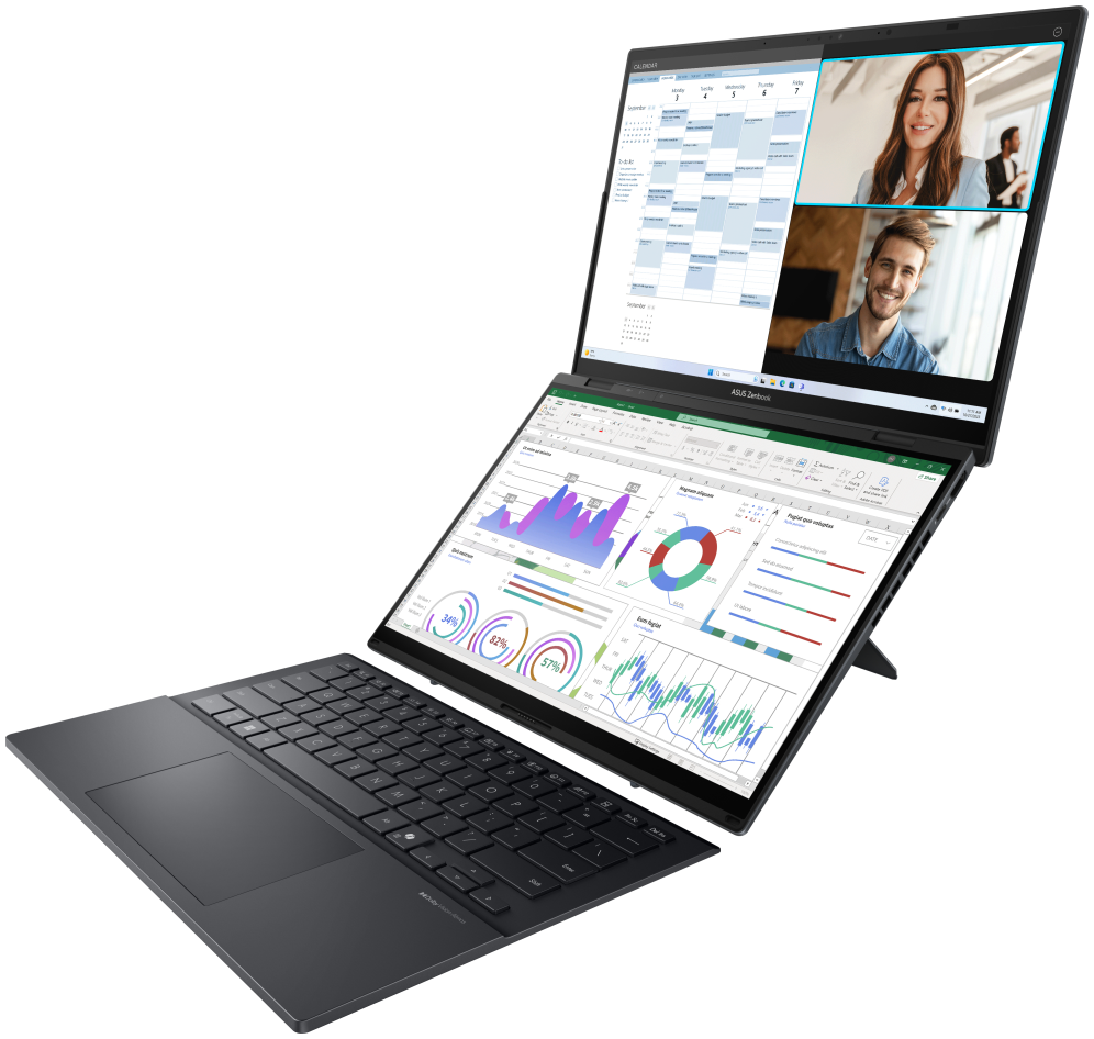 ASUS Zenbook Duo OLED UX8406CA-QL336W - Ordenador Portátil 14" WUXGA (Intel Core Ultra 7 255H, 32GB RAM, 1TB SSD, Arc 140T, Windows 11 Home) Gris Tintero - Teclado QWERTY español