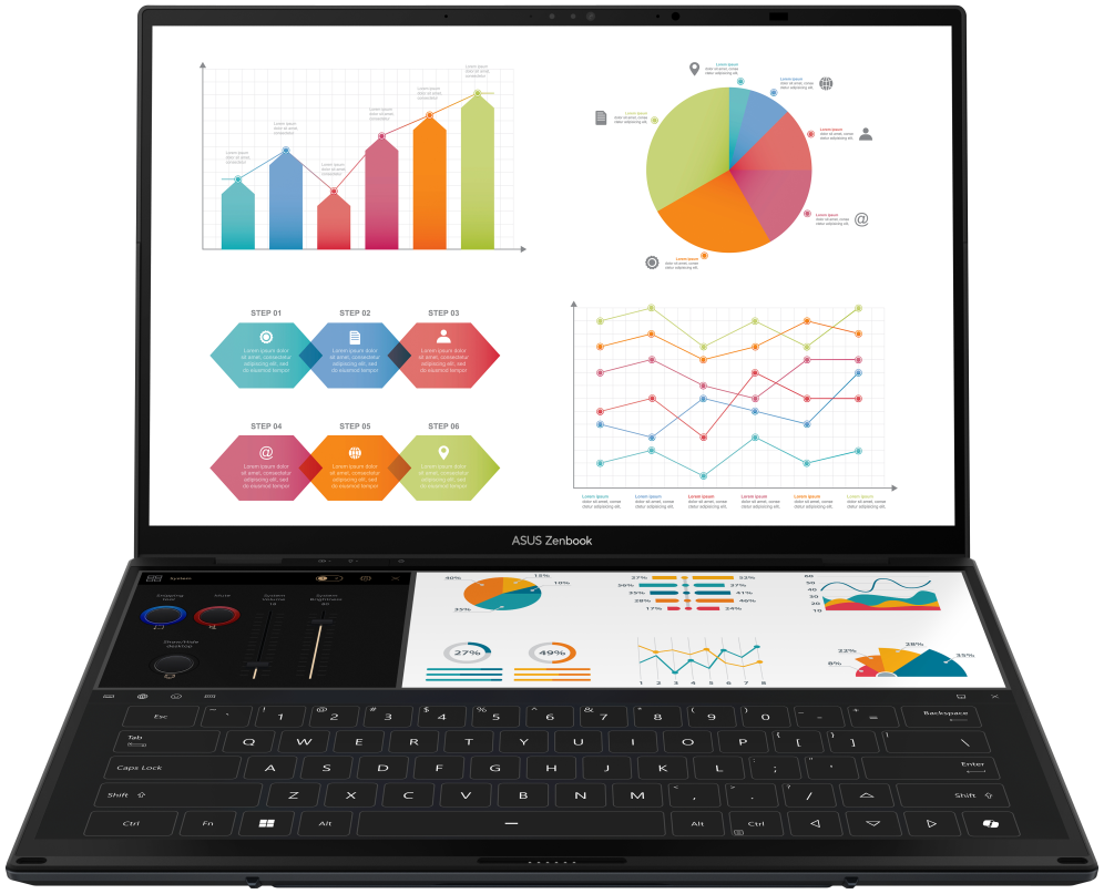 ASUS Zenbook Duo OLED UX8406CA-QL336W - Ordenador Portátil 14" WUXGA (Intel Core Ultra 7 255H, 32GB RAM, 1TB SSD, Arc 140T, Windows 11 Home) Gris Tintero - Teclado QWERTY español