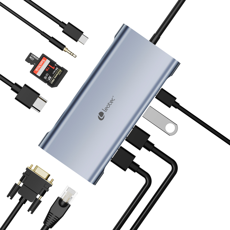 Leotec LEDS01 base para portátil y replicador de puertos Acoplamiento Gris