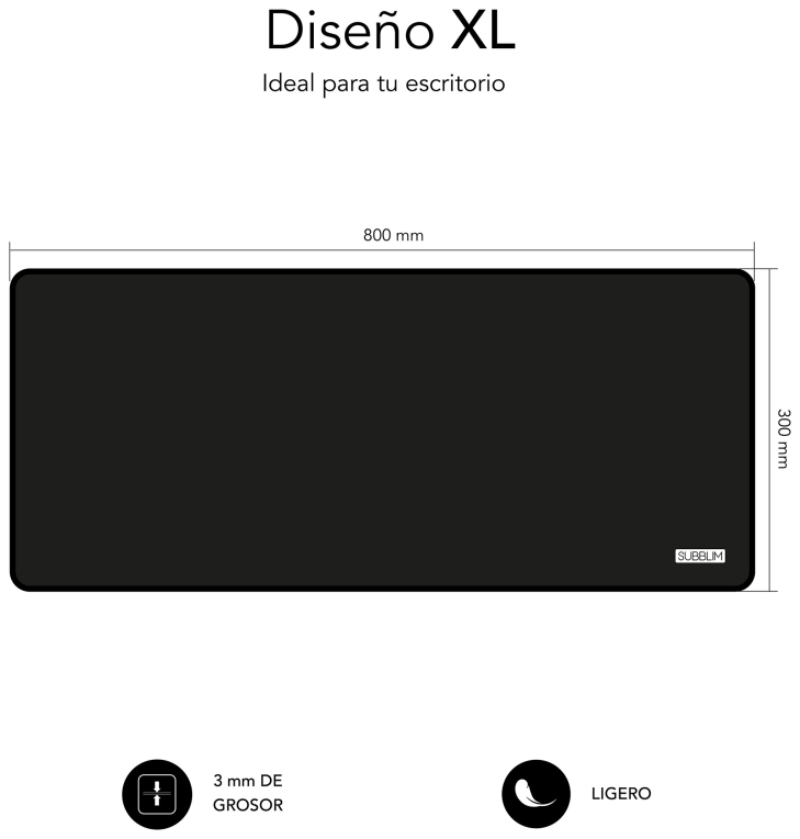SUBBLIM Alfombrilla con Ratón Harmony Pack Mousepad XL + Wireless Mouse Black