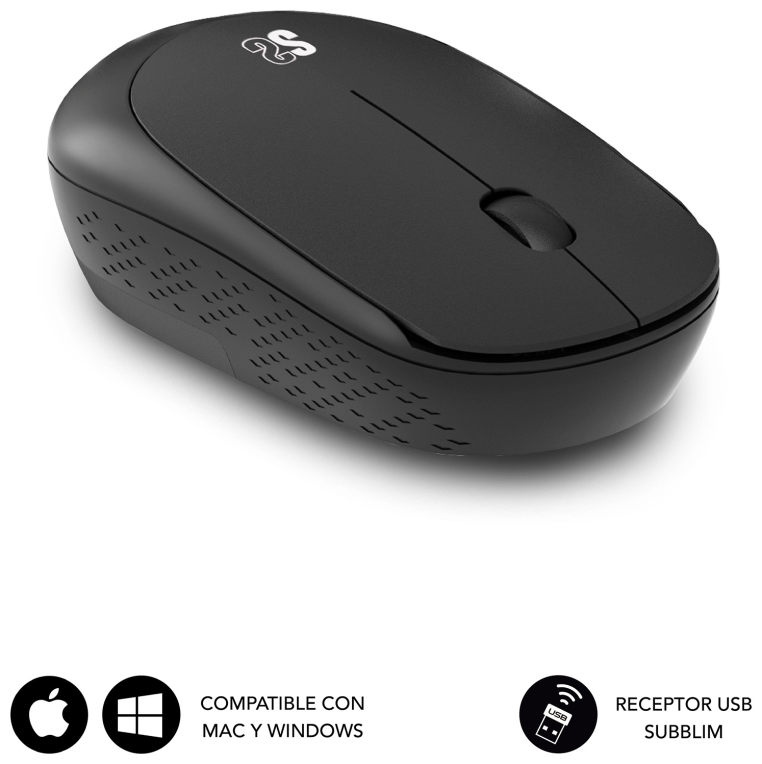 SUBBLIM Alfombrilla con Ratón Harmony Pack Mousepad XL + Wireless Mouse Black