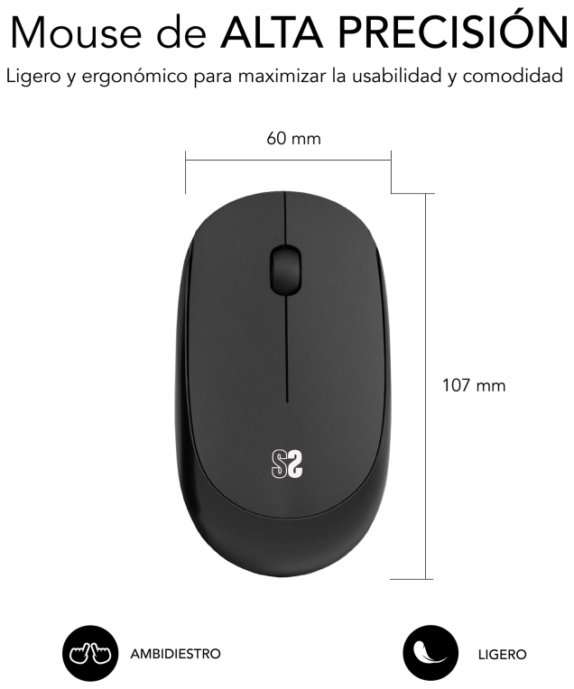 SUBBLIM Alfombrilla con Ratón Harmony Pack Mousepad XL + Wireless Mouse Black