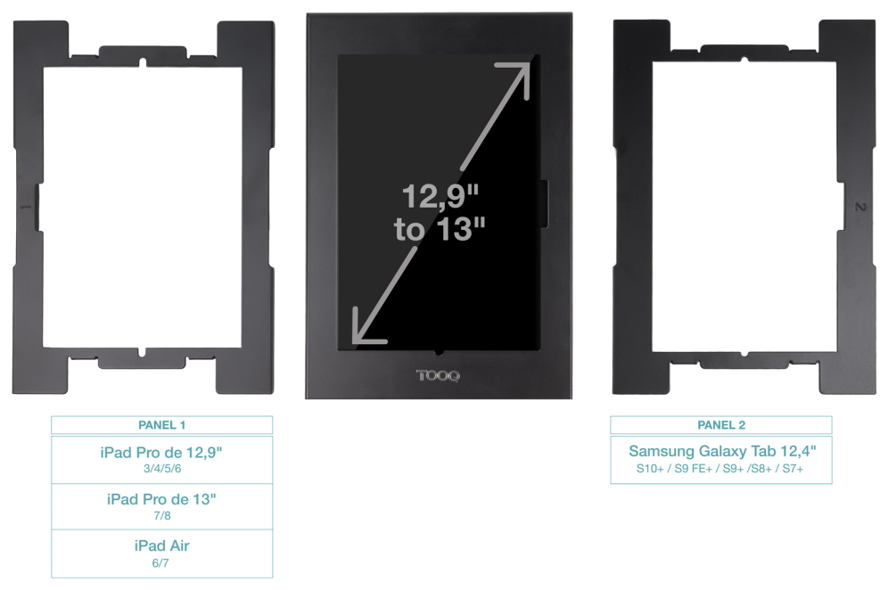 TooQ Marco Antirrobo para Tablets de 12,4” a 13”, Negro