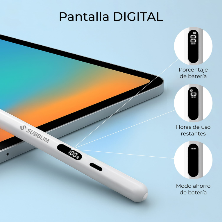 SUBBLIM NoteFlow StylusPen para iPad Pantalla Batería Li-Po USB-C Carga Palm Rejection