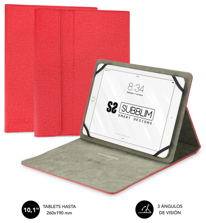 SUBBLIM Funda Tablet Clever Stand Tablet Case 10,1" Red