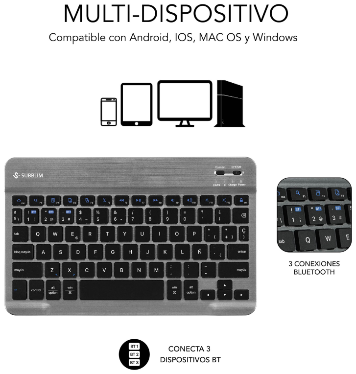 SUBBLIM Funda Tablet Keytab Pro Samsung Galaxy Tab A11 + Negro 11" Teclado BT Extraible