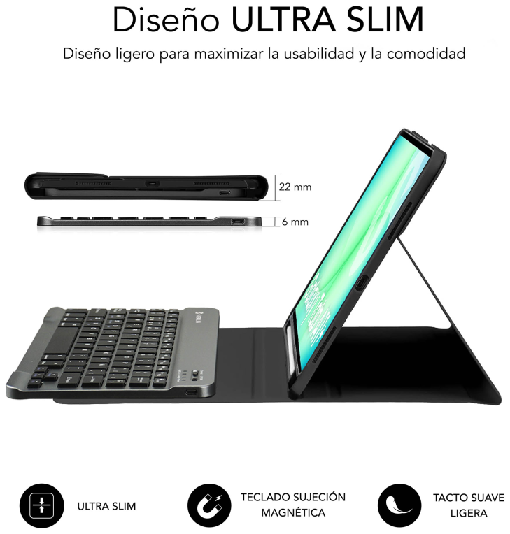 SUBBLIM Funda Tablet Keytab Pro Samsung Galaxy Tab A11 + Negro 11" Teclado BT Extraible