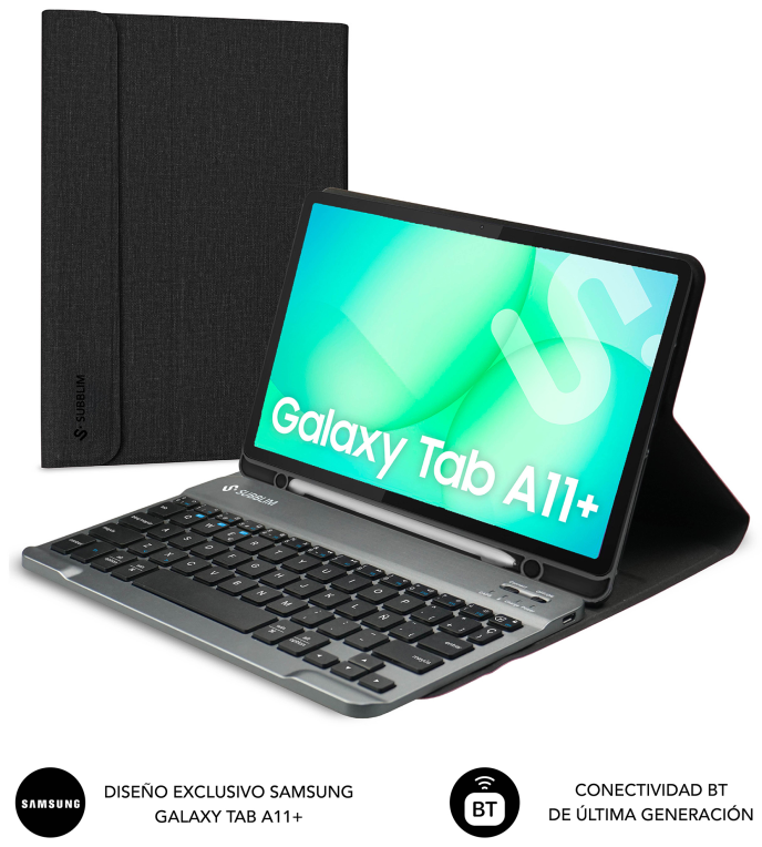 SUBBLIM Funda Tablet Keytab Pro Samsung Galaxy Tab A11 + Negro 11" Teclado BT Extraible