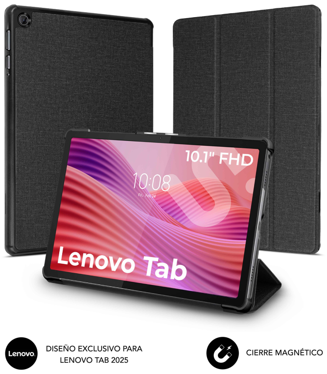 SUBBLIM Funda Tablet Shock Case Compatible con Lenovo Tab 2025 Negro 10,1" SmartCover