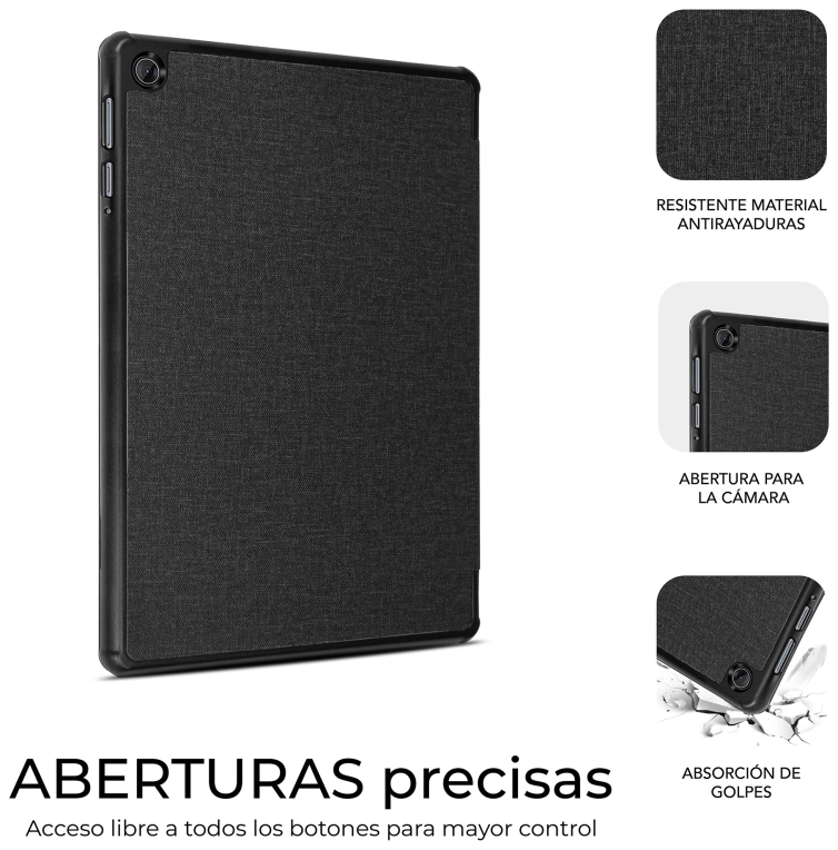 SUBBLIM Funda Tablet Shock Case Compatible con Lenovo Tab 2025 Negro 10,1" SmartCover