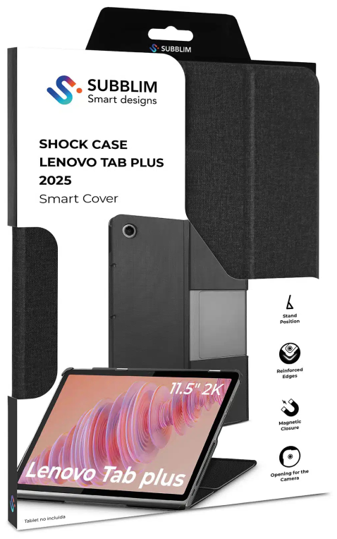 SUBBLIM Funda Tablet Shock Case Compatible con Lenovo Tab Plus 2025 Negro 11,5" SmartCov
