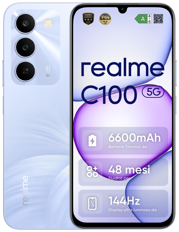 realme C100 5G 17,3 cm (6.8") SIM doble Android 16.0 USB Tipo C 4 GB 256 GB 6600 mAh Púrpura