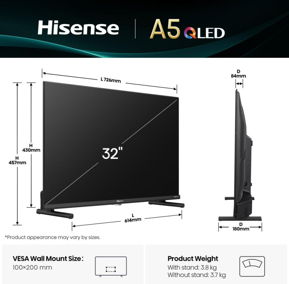 Hisense 32A5Q 81,3 cm (32") Full HD Smart TV Wifi Negro