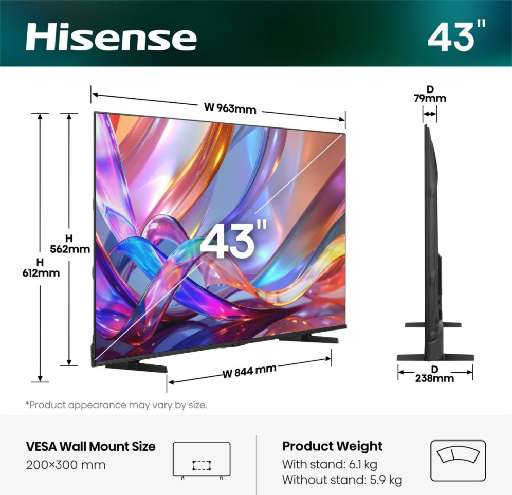 Hisense 43Q7S 109,2 cm (43") 4K Ultra HD Smart TV Wifi Negro
