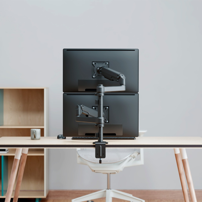 AISENS Soporte de Mesa Eco Contrapeso Giratorio e Inclinable Para Monitor/TV 9kg (3 Pivotes, 2 Brazos) de 17-32", Negro