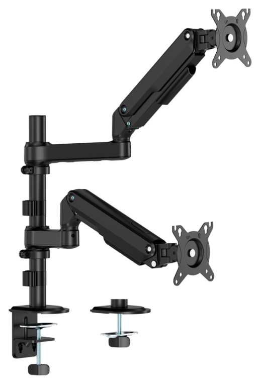 AISENS Soporte de Mesa Eco Contrapeso Giratorio e Inclinable Para Monitor/TV 9kg (3 Pivotes, 2 Brazos) de 17-32", Negro