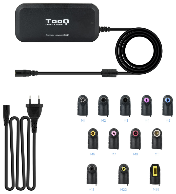TooQ TQLC-90BS02AT adaptador e inversor de corriente Interior 90 W Negro