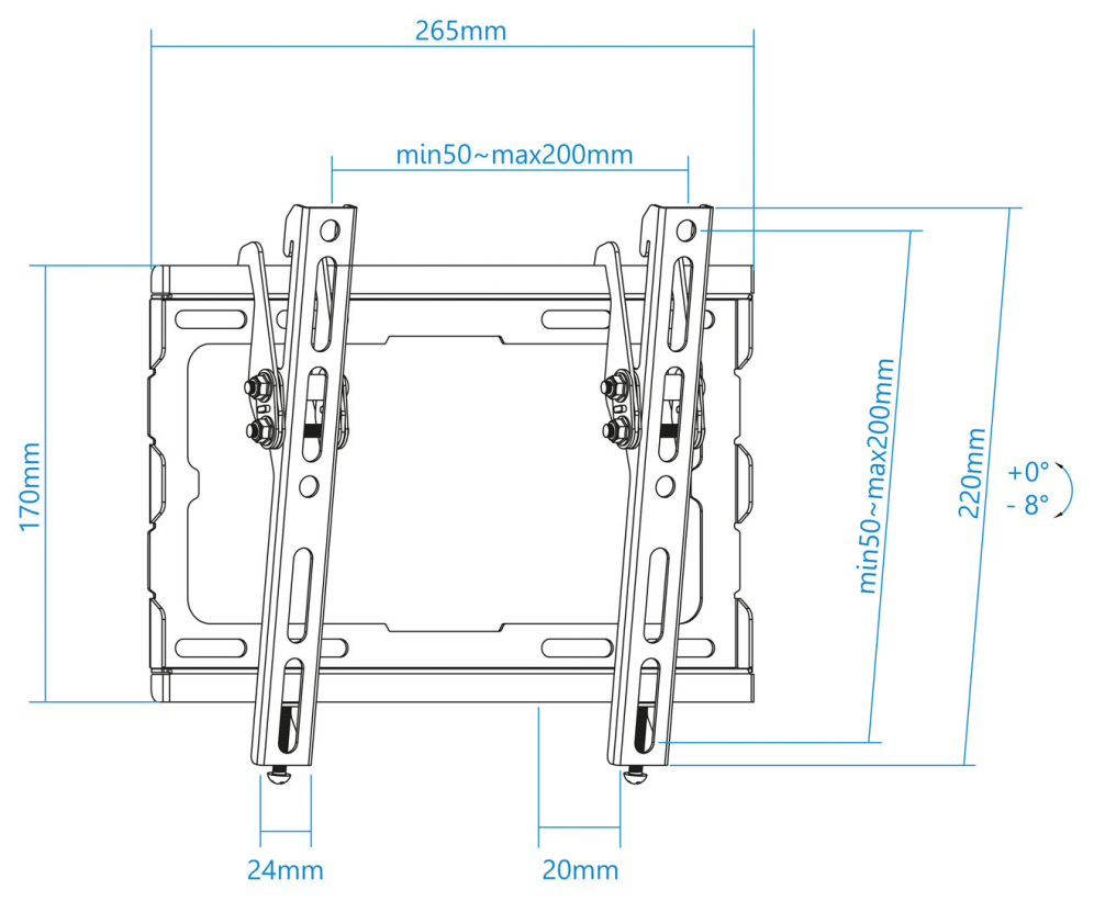 TooQ LP1044T-B soporte para TV 109,2 cm (43") Negro