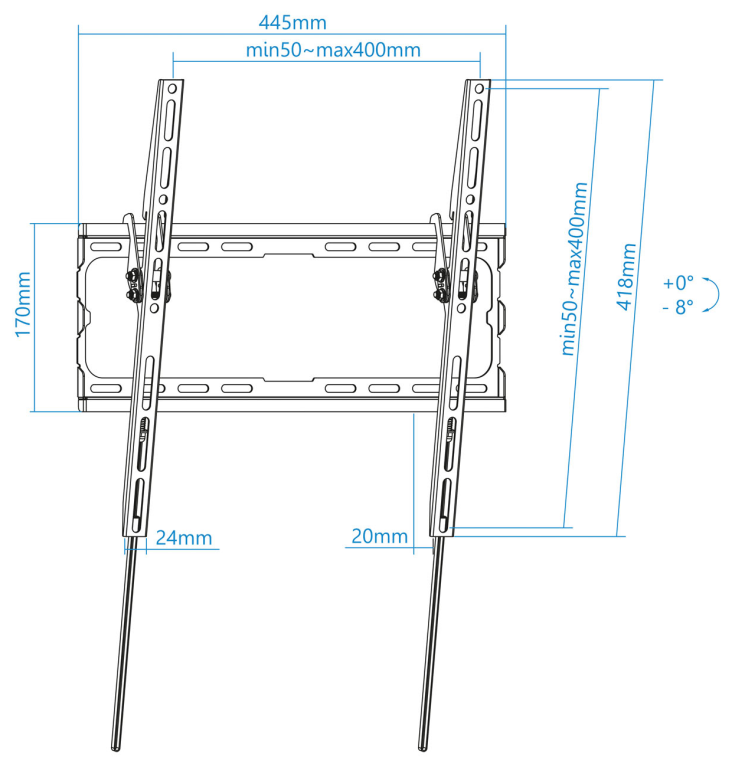 TooQ LP1071T-B soporte para TV 177,8 cm (70") Negro