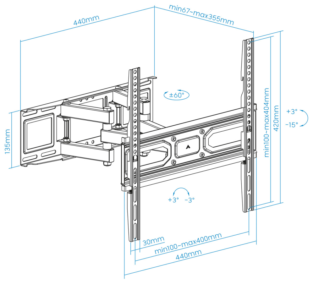 TooQ Soporte de pared para pantallas 32”- 70”