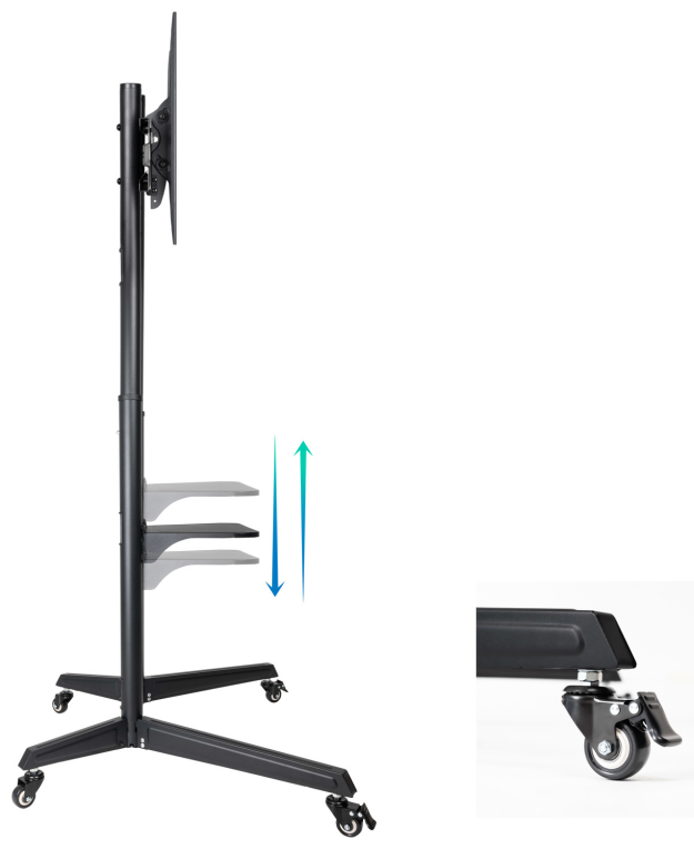 TooQ RAMSÉS Soporte de Suelo con Ruedas para Pantallas 37"- 70", Negro