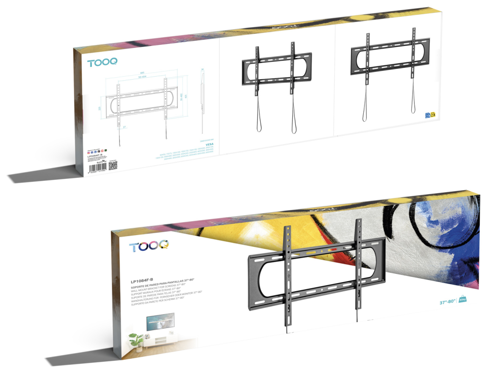 TooQ Soporte Fijo de pared para pantallas 37"- 80", Negro