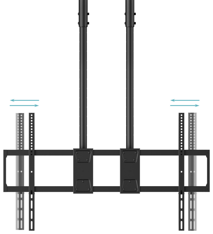 TooQ Soporte de Techo Extensible con doble mástil para Pantallas 60”-120", Negro
