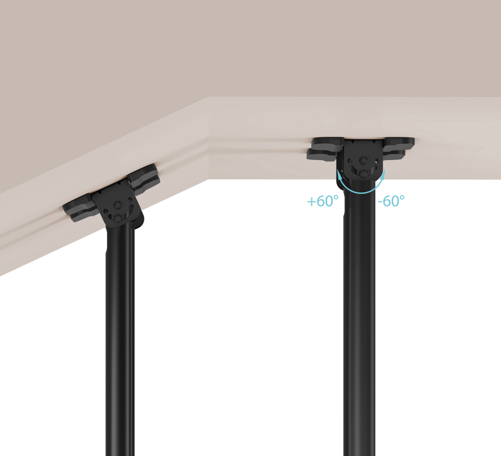 TooQ Soporte de Techo Extensible con doble mástil para Pantallas 60”-120", Negro