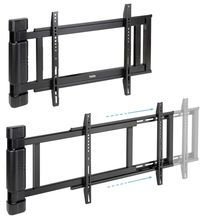 TooQ Soporte de pared Con regulación eléctrica para pantallas de 32” – 75”, Negro