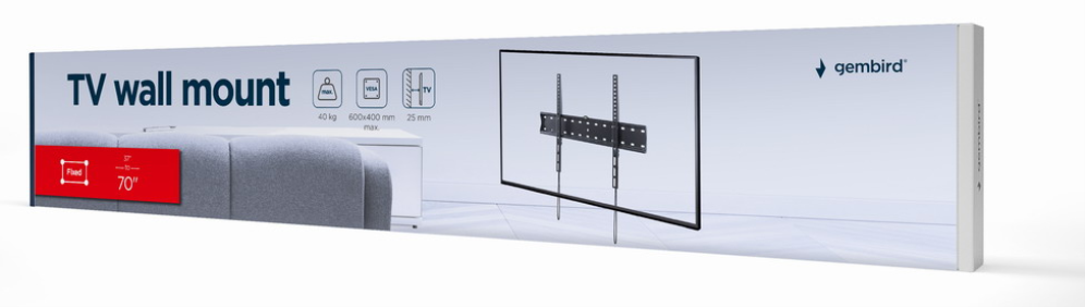 Gembird WM-70F-01 soporte para TV 177,8 cm (70") Negro