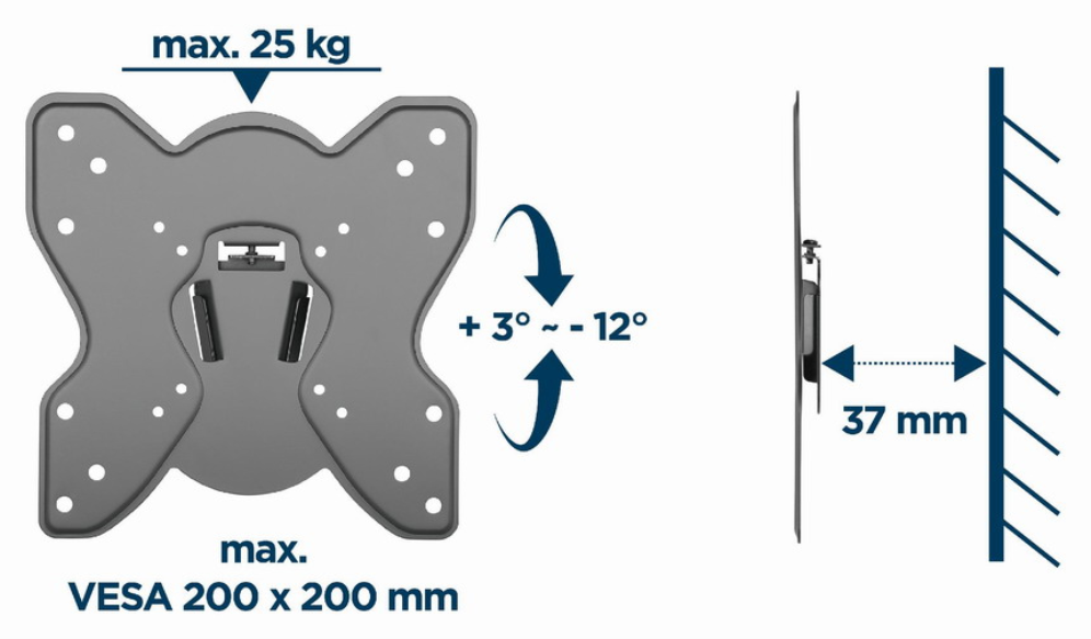 Gembird WM-42T-03 soporte para TV 106,7 cm (42") Negro