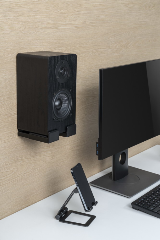 Gembird WM-SB-01 soporte de altavoz Pared Acrilonitrilo butadieno estireno (ABS), Acero Negro