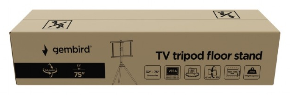 Gembird TVS-75ST-01 soporte para TV 190,5 cm (75") Negro, Madera