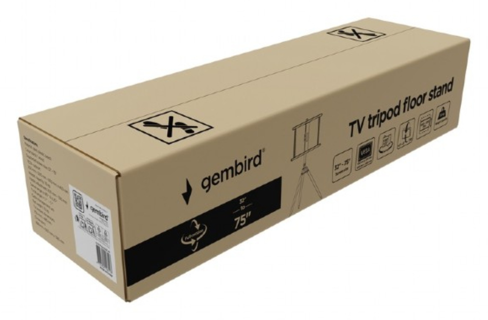 Gembird TVS-75ST-01 soporte para TV 190,5 cm (75") Negro, Madera