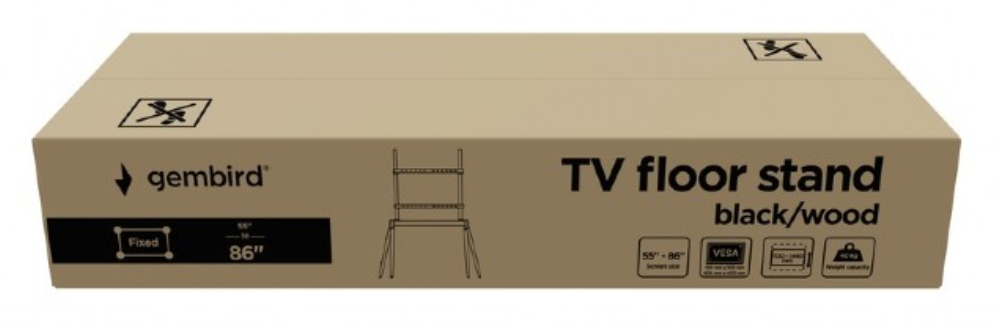 Gembird TVS-86F-01-BK soporte para TV 2,18 m (86") Negro, Madera