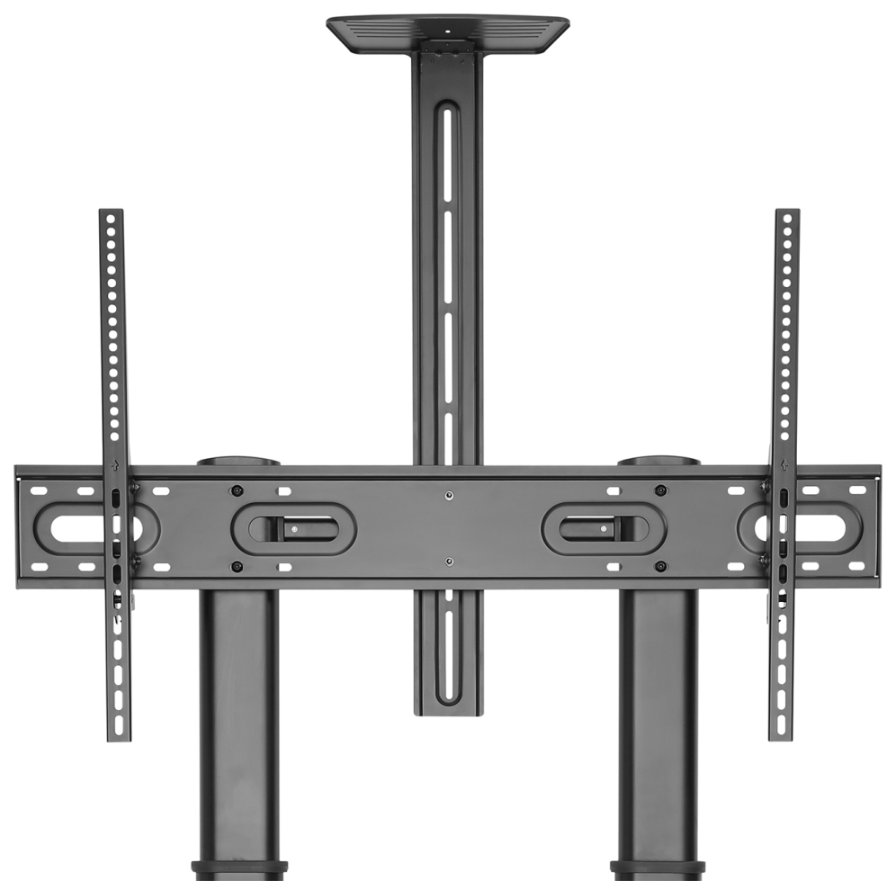 AISENS Soporte de Suelo ECO con Ruedas y Manivela, Bandeja para DVD y Soporte de Cámara para Monitor/TV 100Kg de 60-100, Negro
