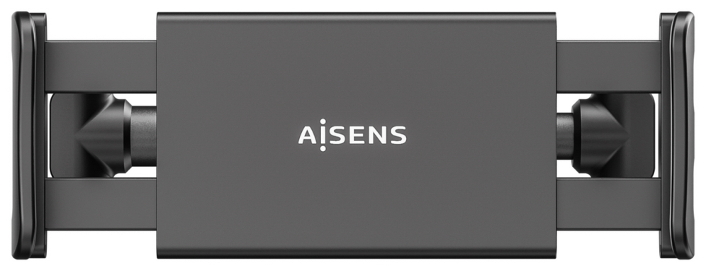 AISENS Soporte Coche Ajustable (1 Pivote) Para Reposacabezas Para Telefono / Tablet, Negro