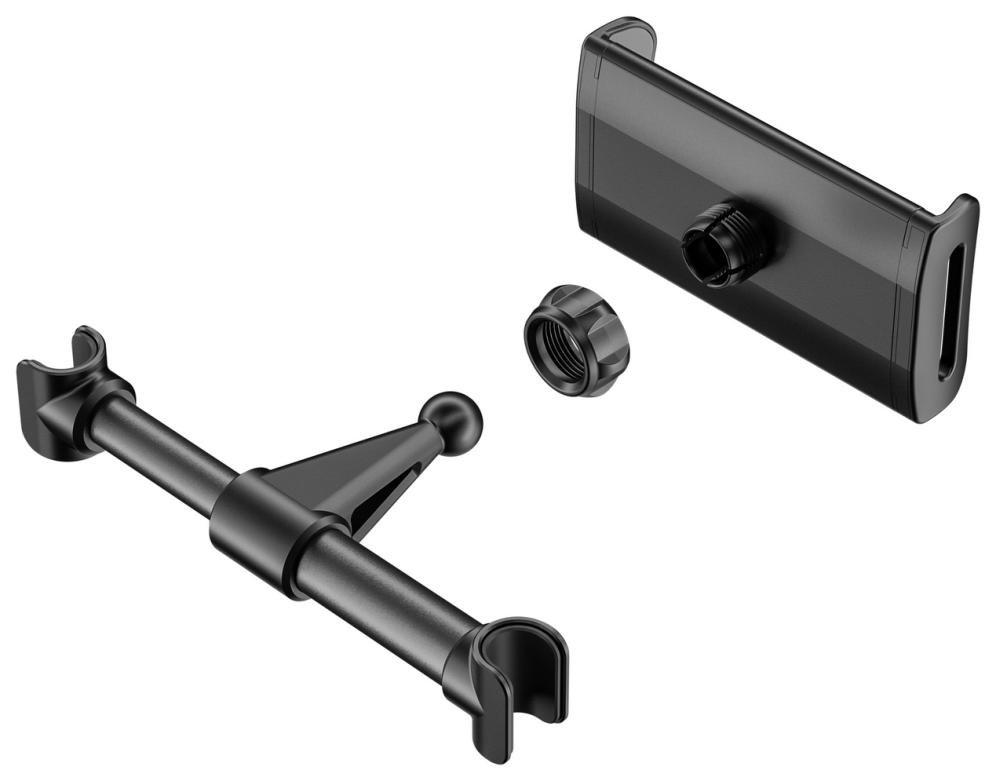 AISENS Soporte Coche Ajustable (1 Pivote) Para Reposacabezas Para Telefono / Tablet, Negro