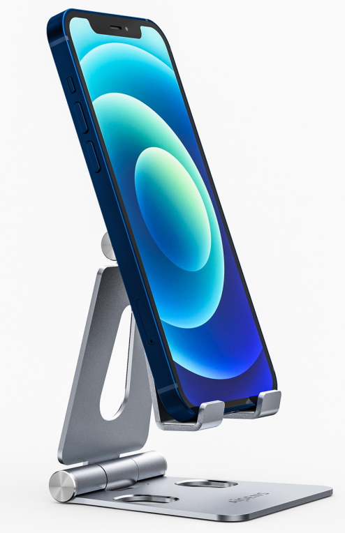 AISENS Soporte De Sobremesa Tamaño M Ajustable (2 Pivotes) Para Movil / Tablet, Plata