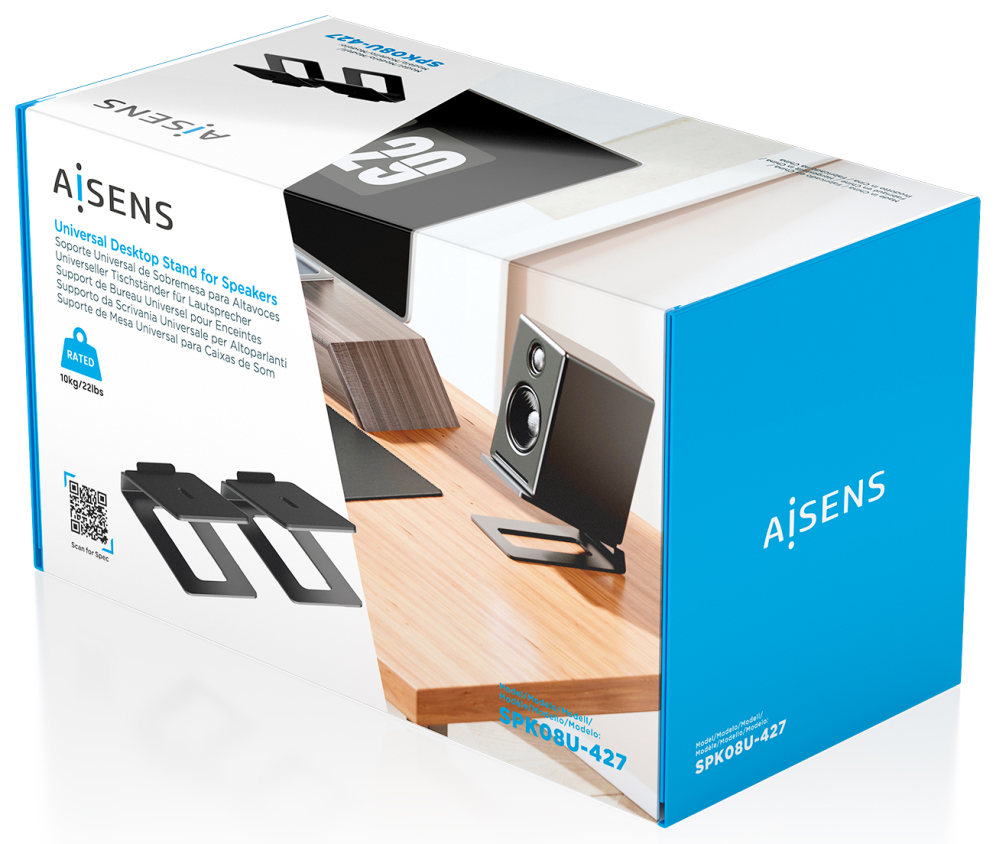 AISENS Soporte Universal De Sobremesa Para Altavoces, Negro
