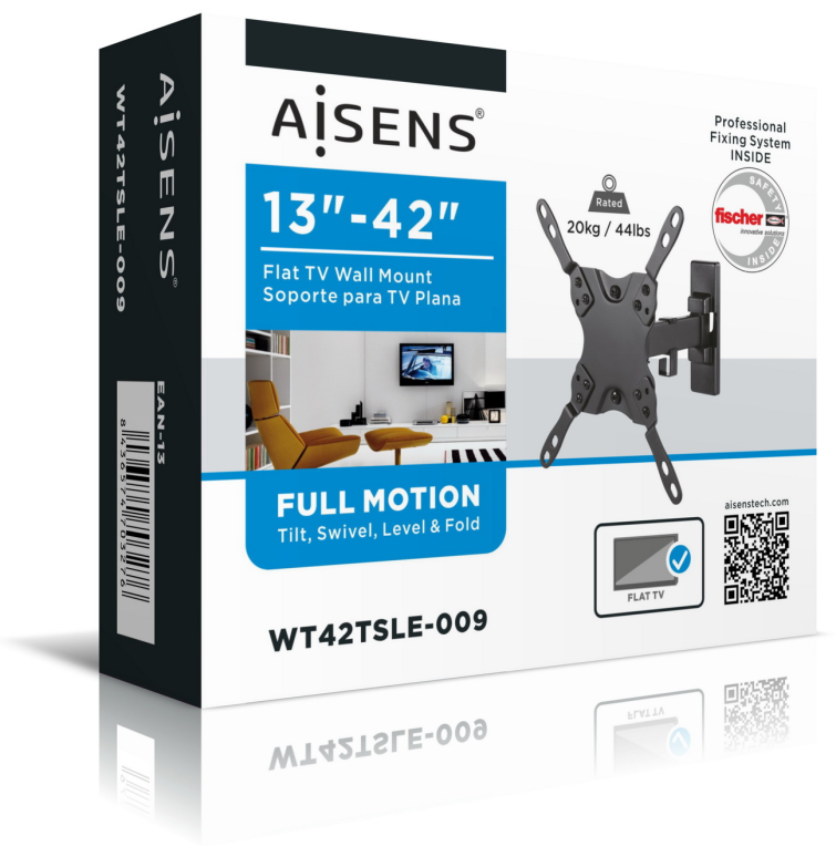 AISENS WT42TSLE-009 soporte para TV 106,7 cm (42") Negro