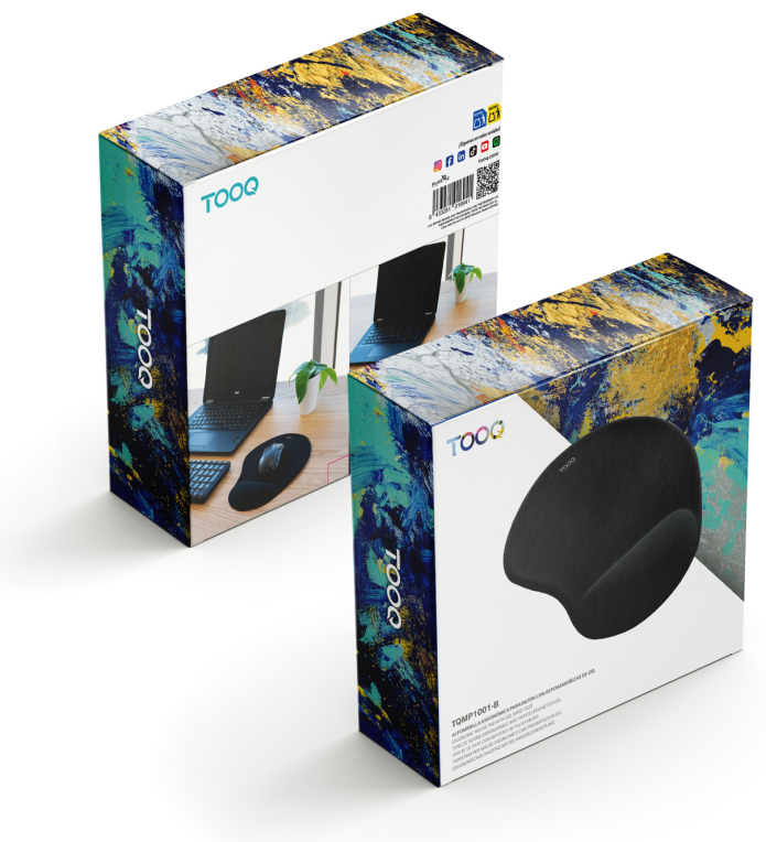 TooQ Alfombrilla para ratón ergonómica con reposamuñecas de gel, Negro