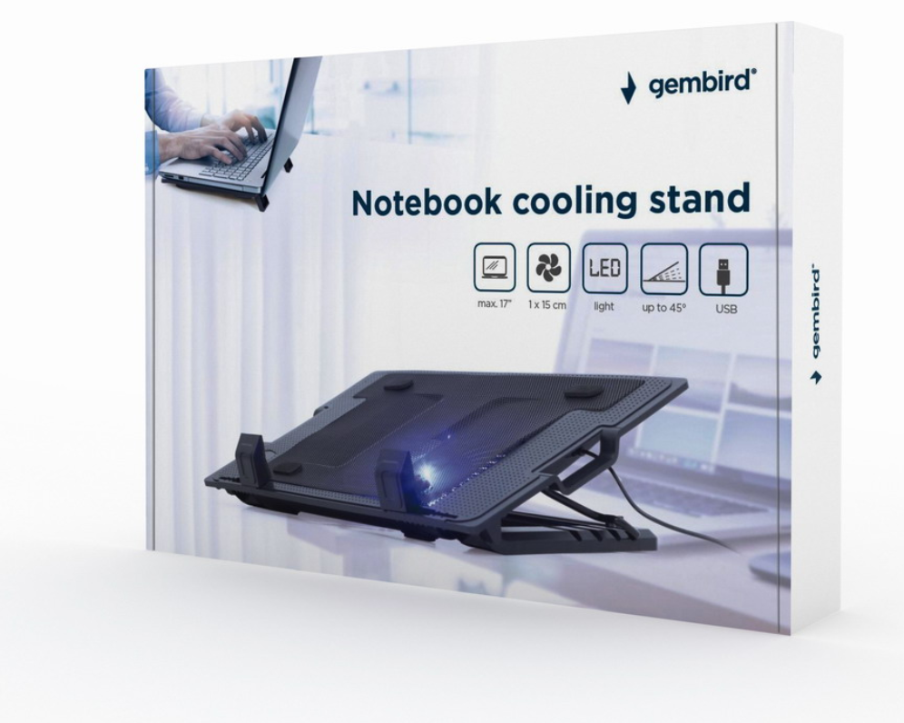 Gembird NBS-1F17T-01 almohadilla fría 43,2 cm (17") 1500 RPM Negro