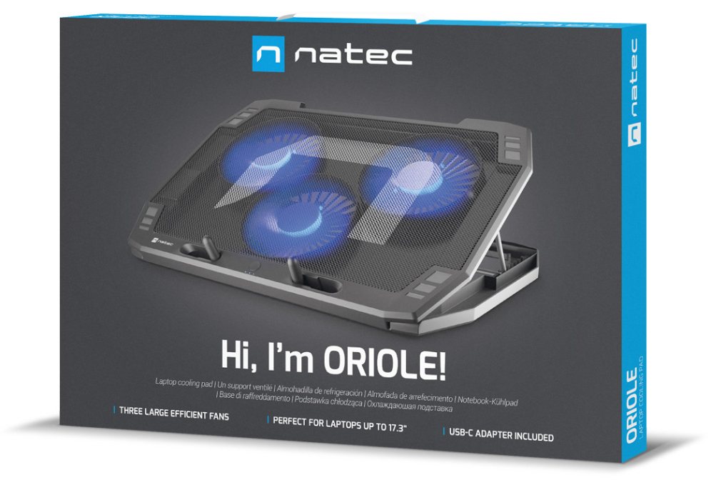 NATEC Oriole almohadilla fría 43,9 cm (17.3") 1280 RPM Negro