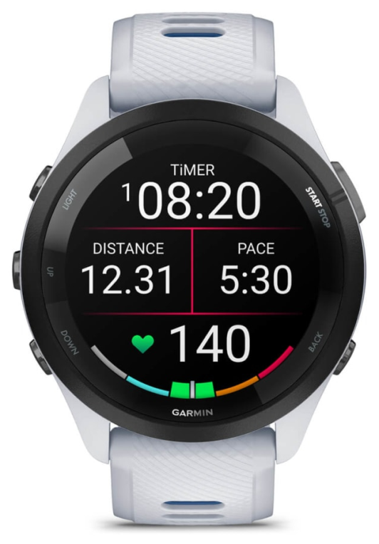 Garmin Forerunner 265 3,3 cm (1.3") AMOLED 46 mm Digital 416 x 416 Pixeles Pantalla táctil Negro, Blanco Wifi GPS (satélite)