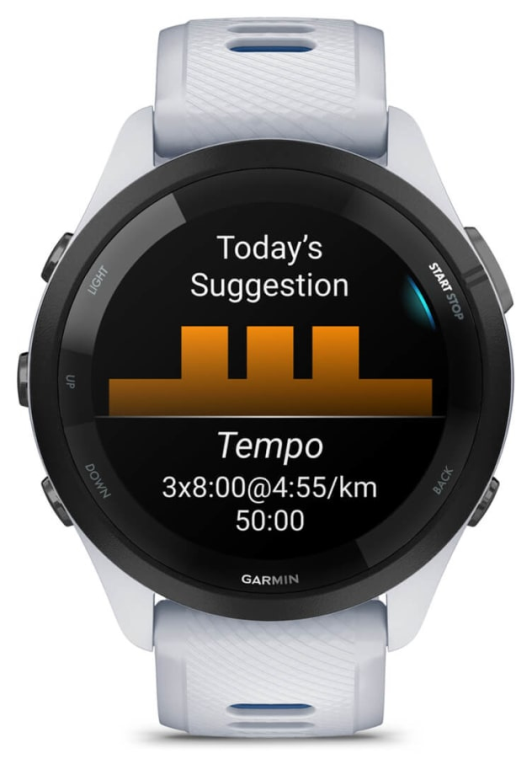 Garmin Forerunner 265 3,3 cm (1.3") AMOLED 46 mm Digital 416 x 416 Pixeles Pantalla táctil Negro, Blanco Wifi GPS (satélite)