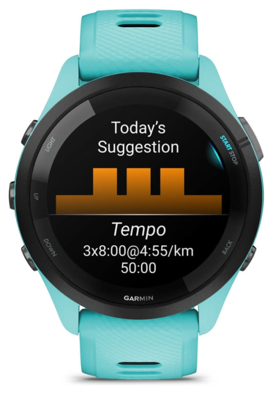 Garmin Forerunner 265 3,3 cm (1.3") AMOLED 46 mm Digital 416 x 416 Pixeles Pantalla táctil Negro, Azul Wifi GPS (satélite)