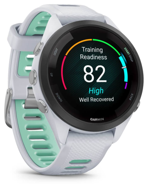 Garmin Forerunner 265S 2,79 cm (1.1") AMOLED 42 mm Digital 360 x 360 Pixeles Pantalla táctil Negro, Blanco Wifi GPS (satélite)